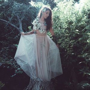 Pink Mesh Sheer Dress - Sm